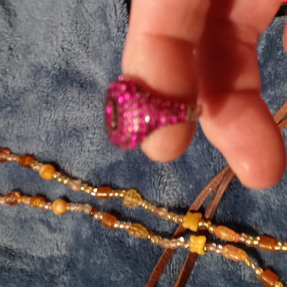 Copper Ring with Garnett's size 6 - Picture 2 of 2